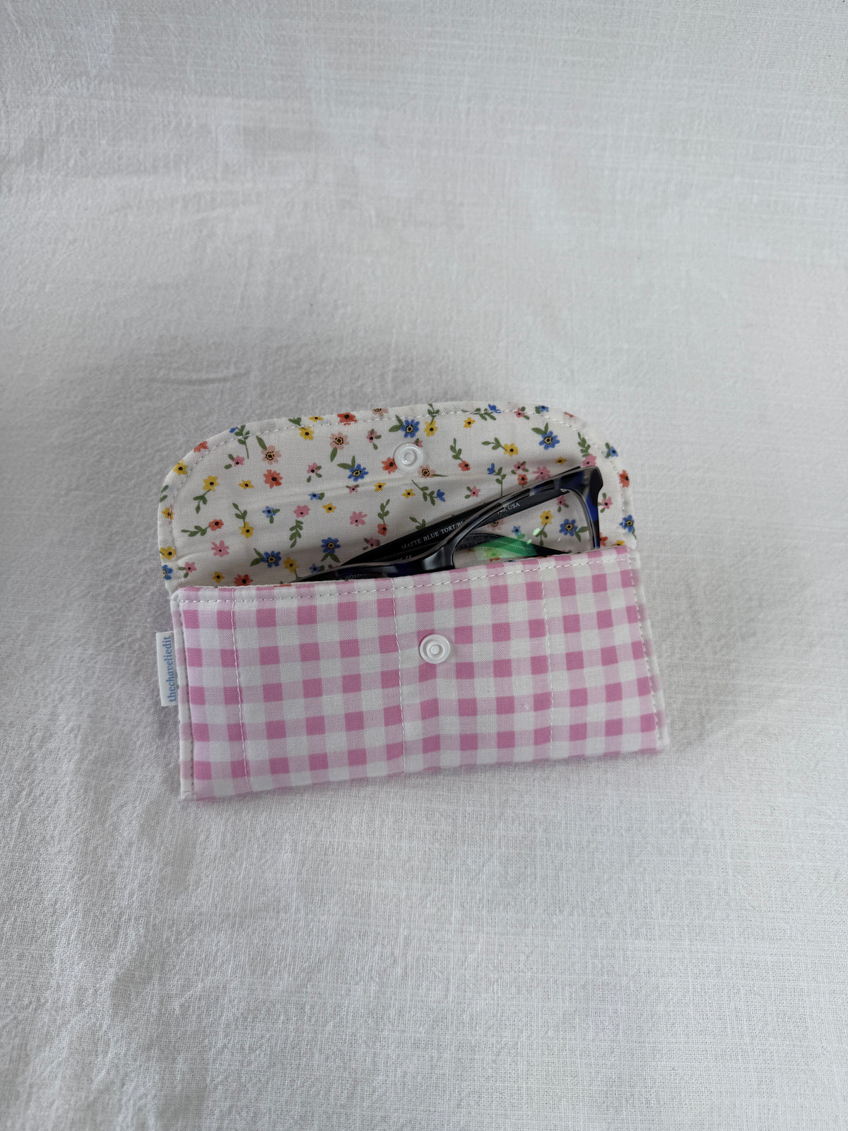 Pink Gingham Glasses Case