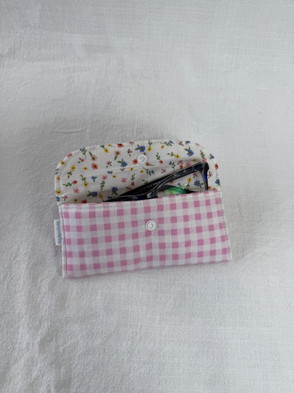Pink Gingham Glasses Case