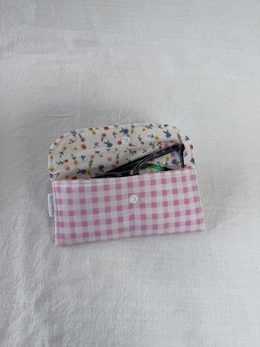 Pink Gingham Glasses Case
