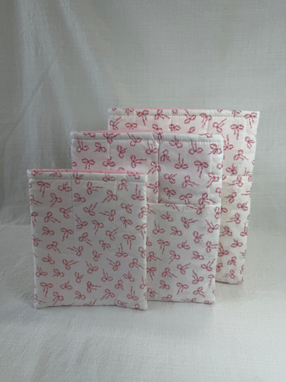 White with Pink Bows Book Sleeve