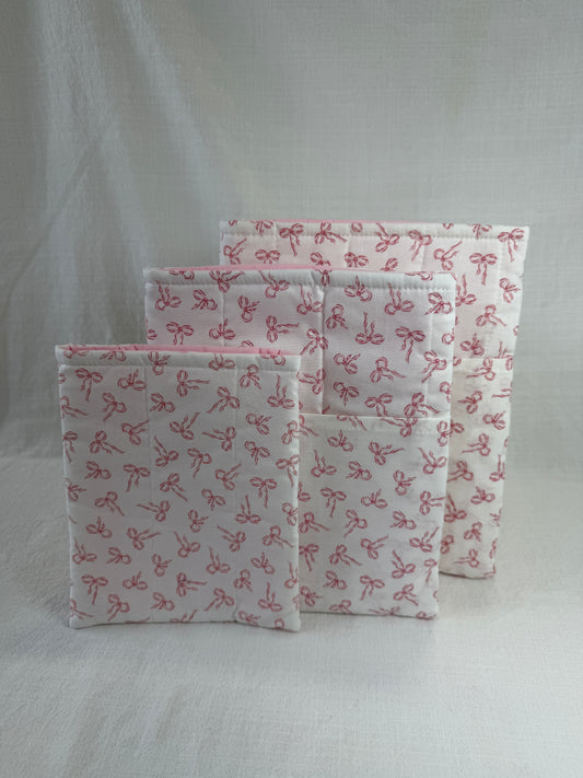 White with Pink Bows Book Sleeve