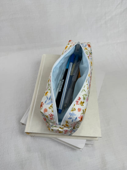 Blue Bow Floral Pencil Pouch