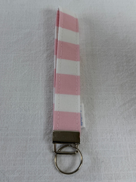 Pink Stripes Keychain Wristlet