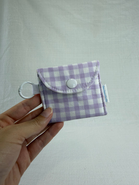 Purple Gingham Earbuds Case