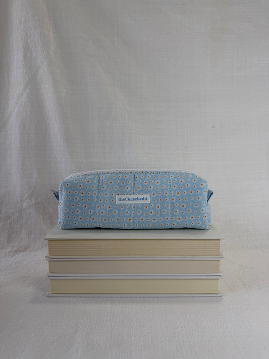 Daisies on Blue Pencil Pouch