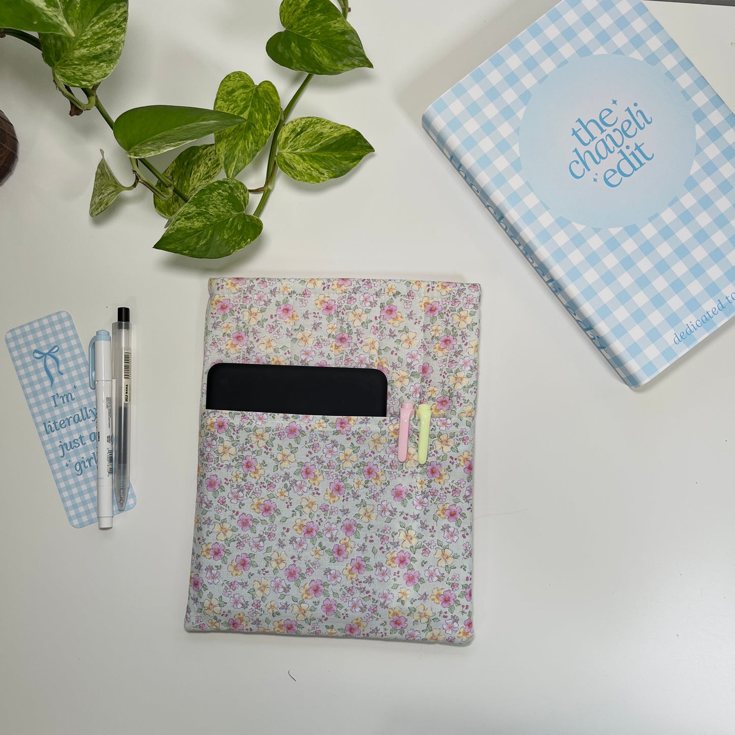 Pastel Floral Quilted Book Sleeve