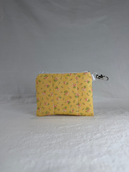 Pink Roses on Yellow  Keychain Wallet