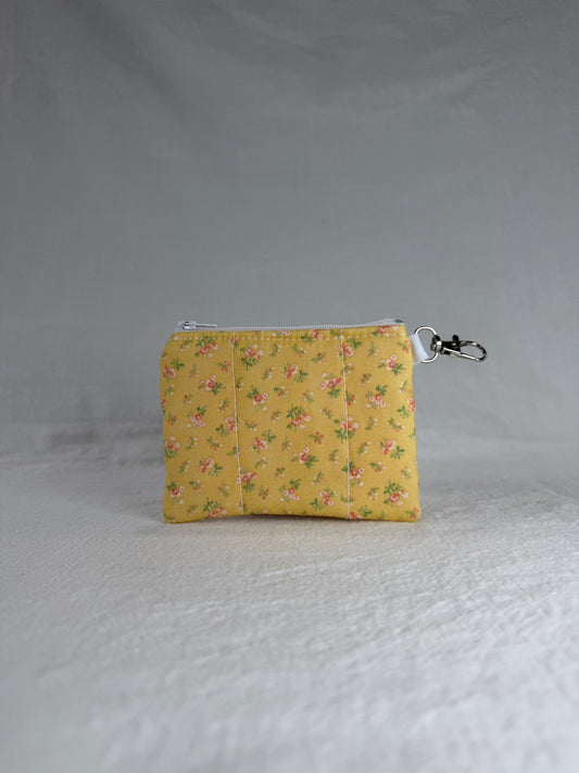 Pink Roses on Yellow  Keychain Wallet