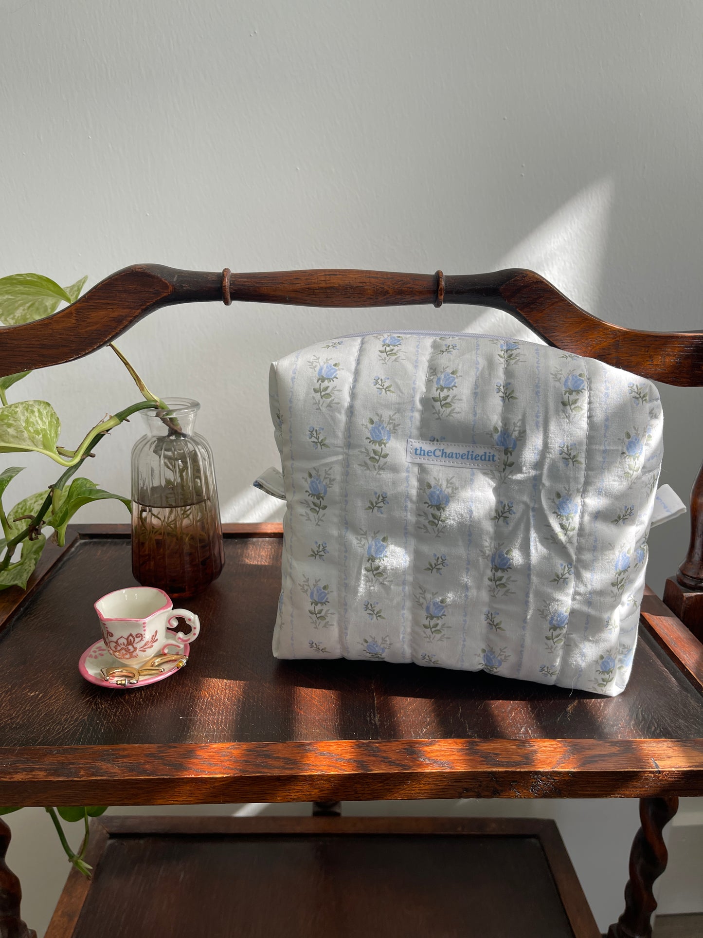 Blue Roses Makeup Bag