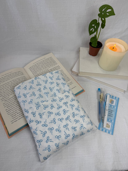 White with Blue Bows Book Sleeve