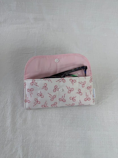 White with Pink Bows Glasses Case