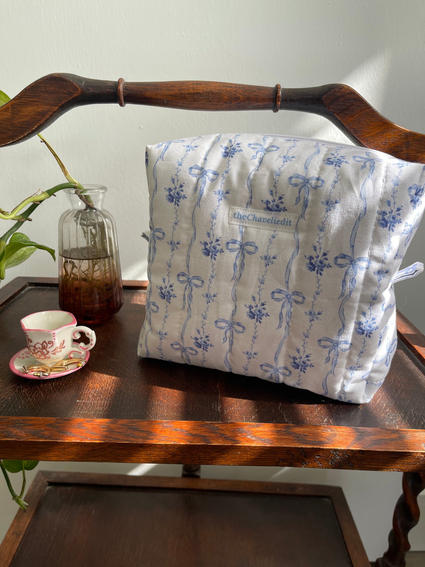 Blue Bows Makeup Bag