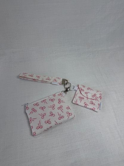 White with Pink Bows Keychain Wallet