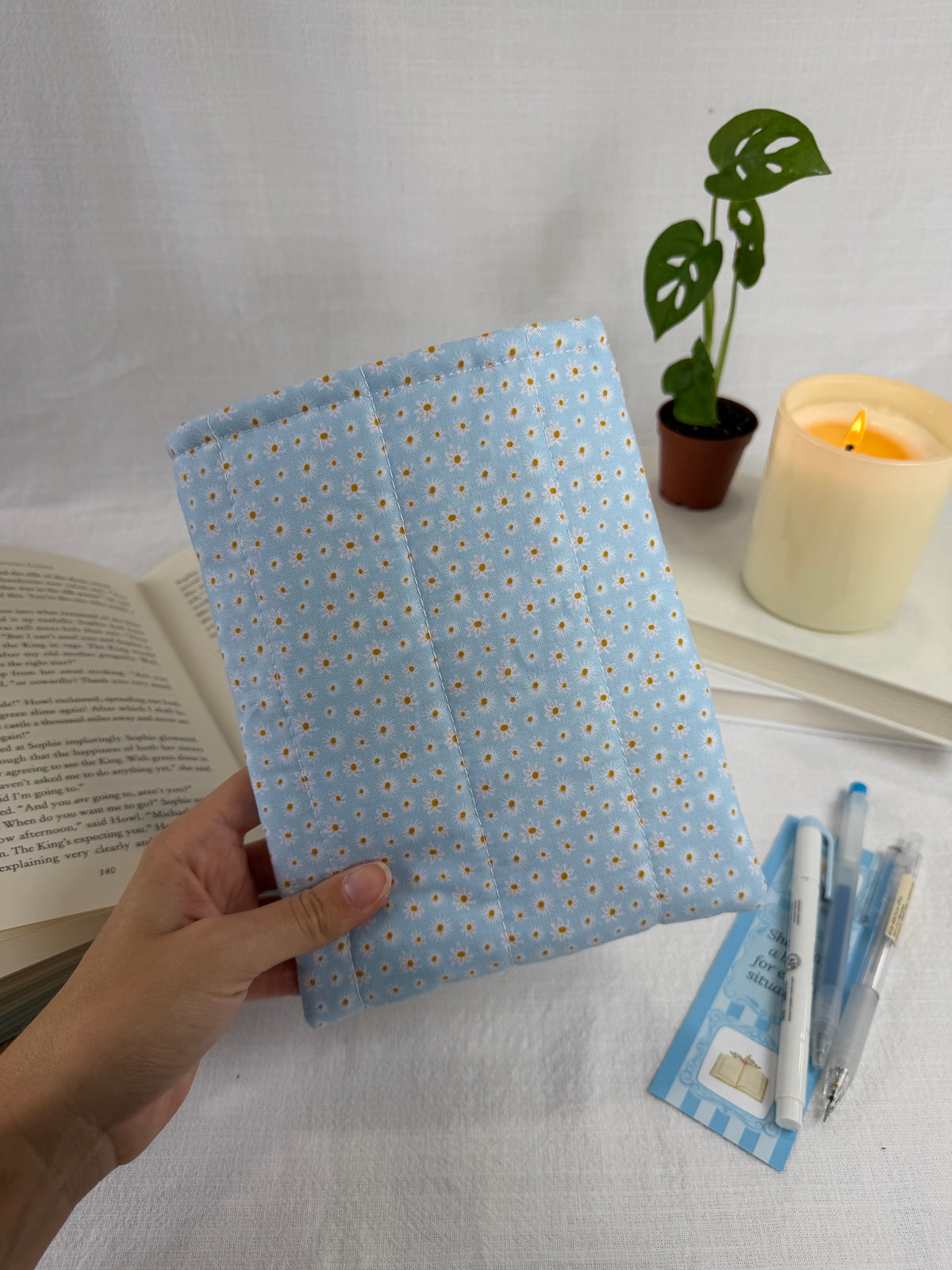 Daisies on Blue Book Sleeve