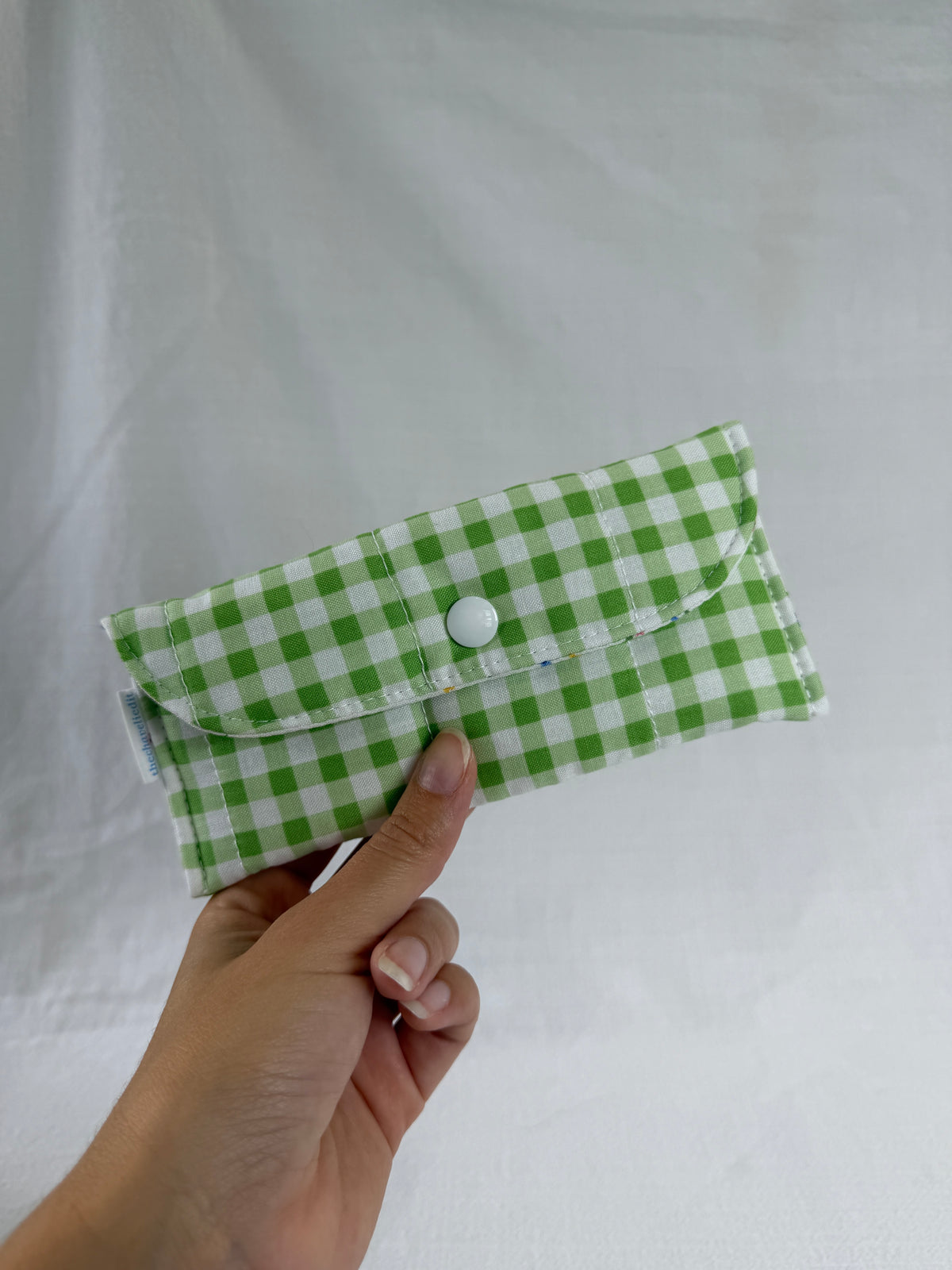 Green Gingham Glasses Case