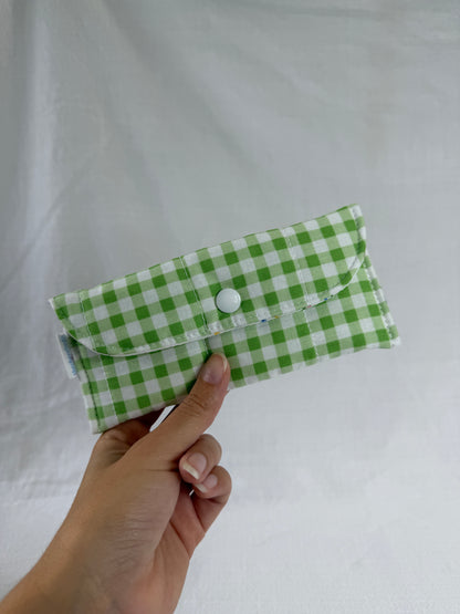 Green Gingham Glasses Case