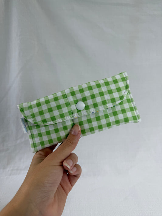 Green Gingham Glasses Case