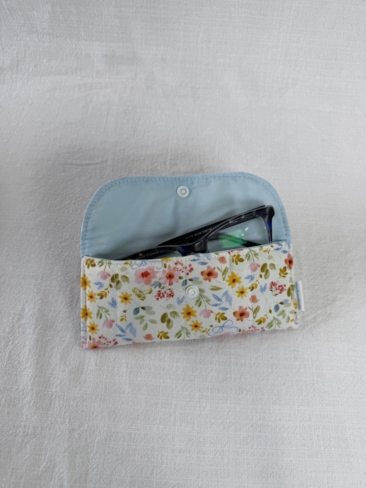 Blue Bow Floral Glasses Case