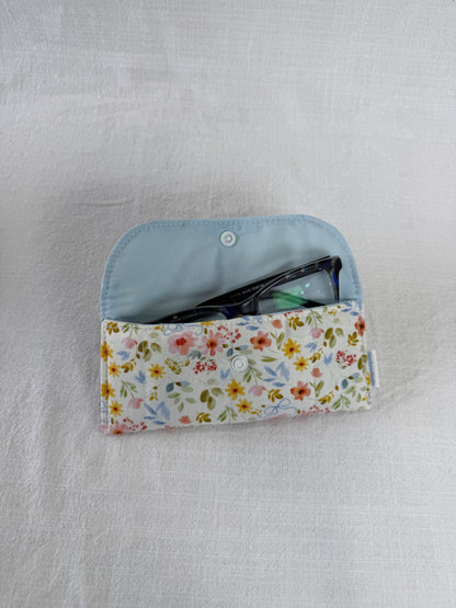 Blue Bow Floral Glasses Case
