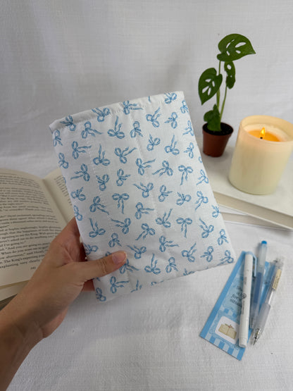 White with Blue Bows Book Sleeve