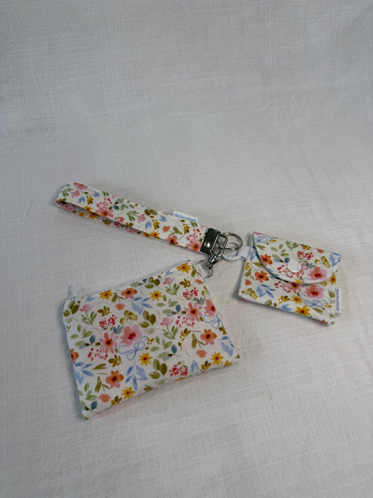 Blue Bows Floral Keychain Wallet