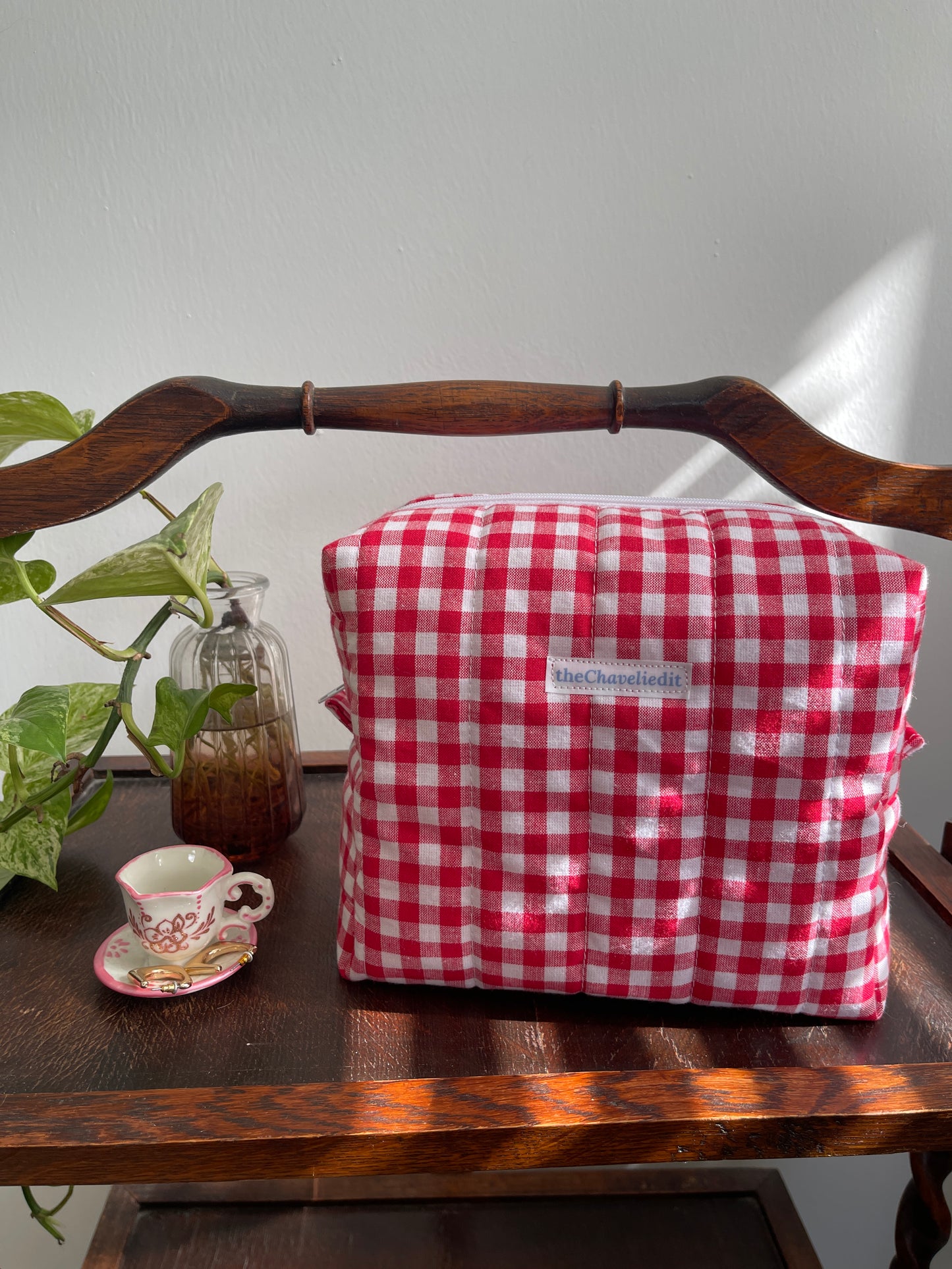 Red Gingham Makeup Bag