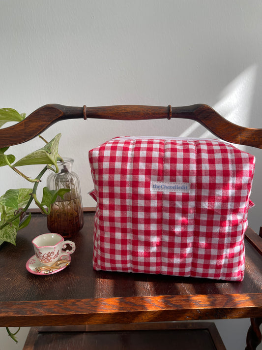Red Gingham Makeup Bag