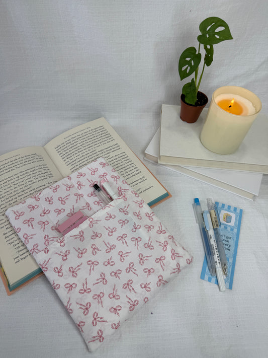 White with Pink Bows Book Sleeve
