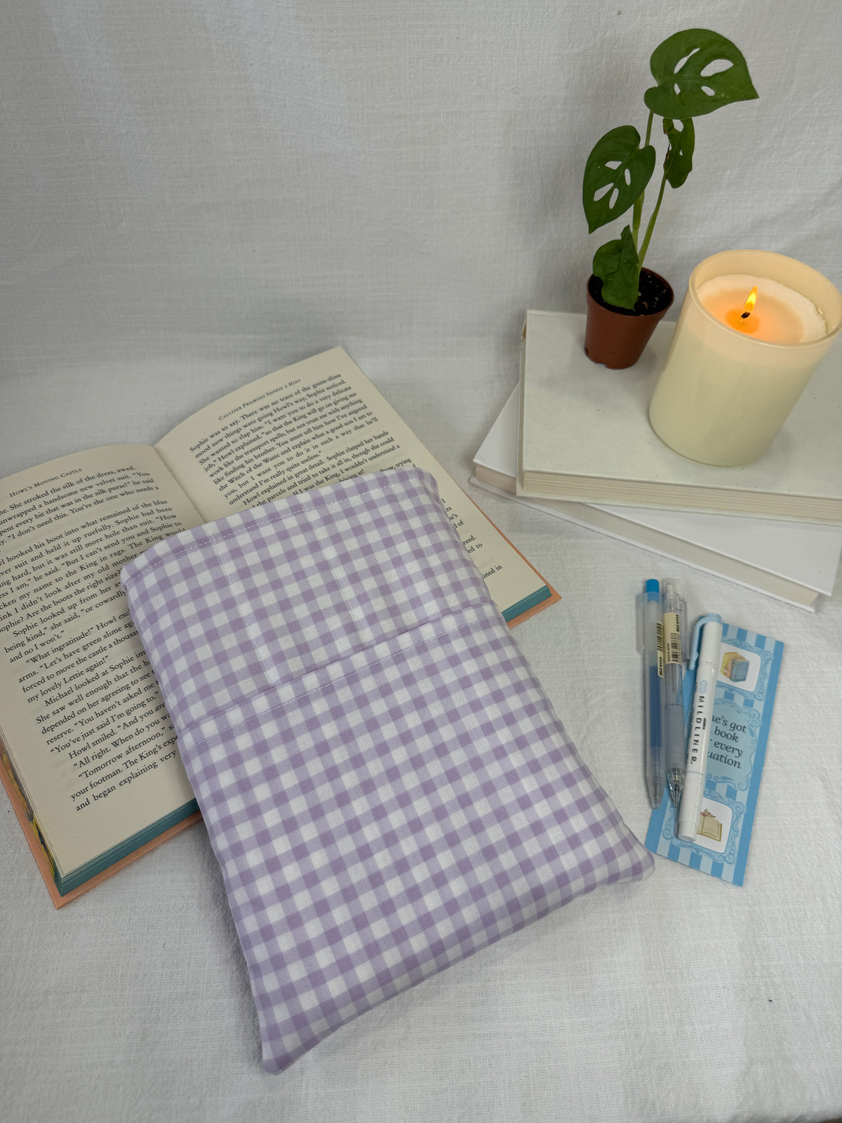 Purple Gingham Book Sleeve
