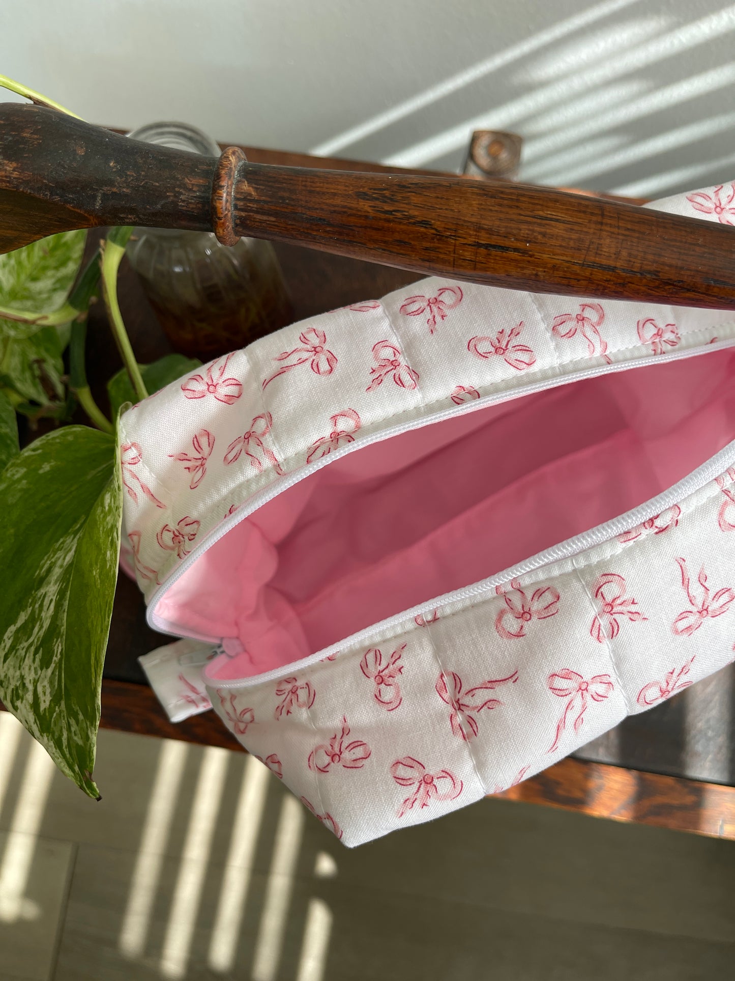 Bows on White Makeup Bag