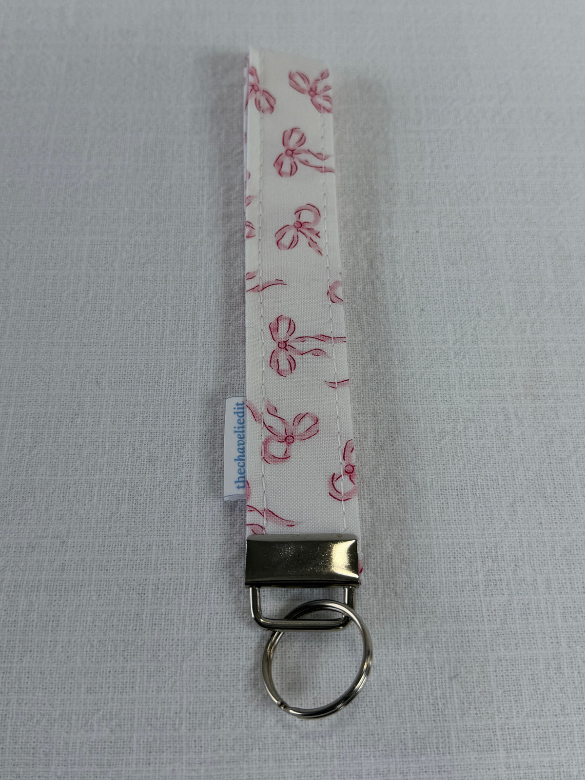 White with Pink Bows Keychain Wristlet