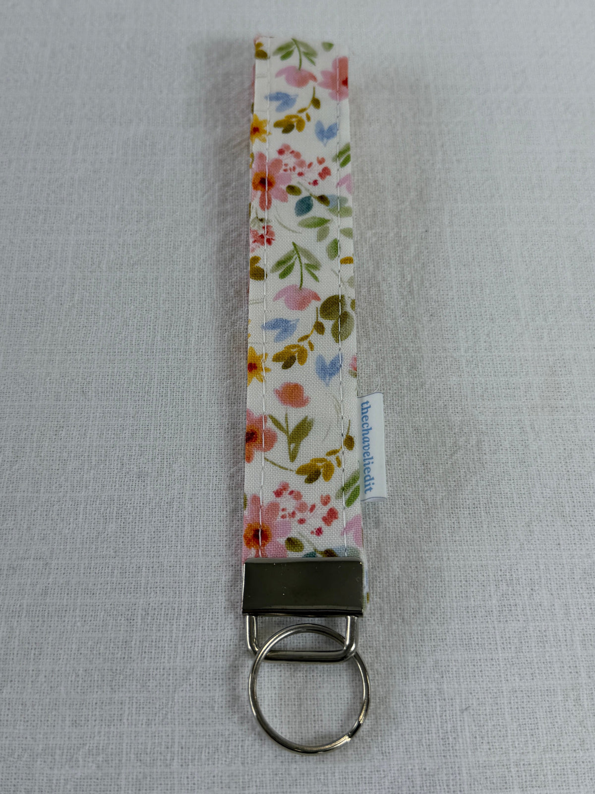 Blue Bow Floral Keychain Wristlet