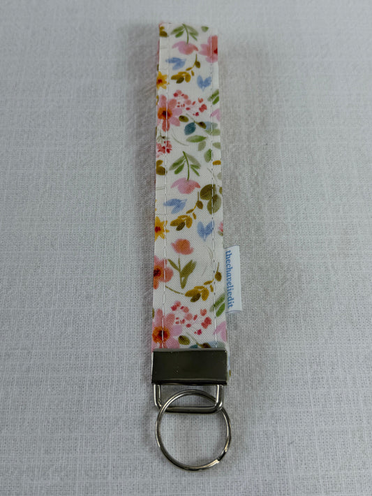 Blue Bow Floral Keychain Wristlet