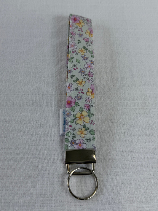 Dusty Pink Flowers Keychain Wristlet