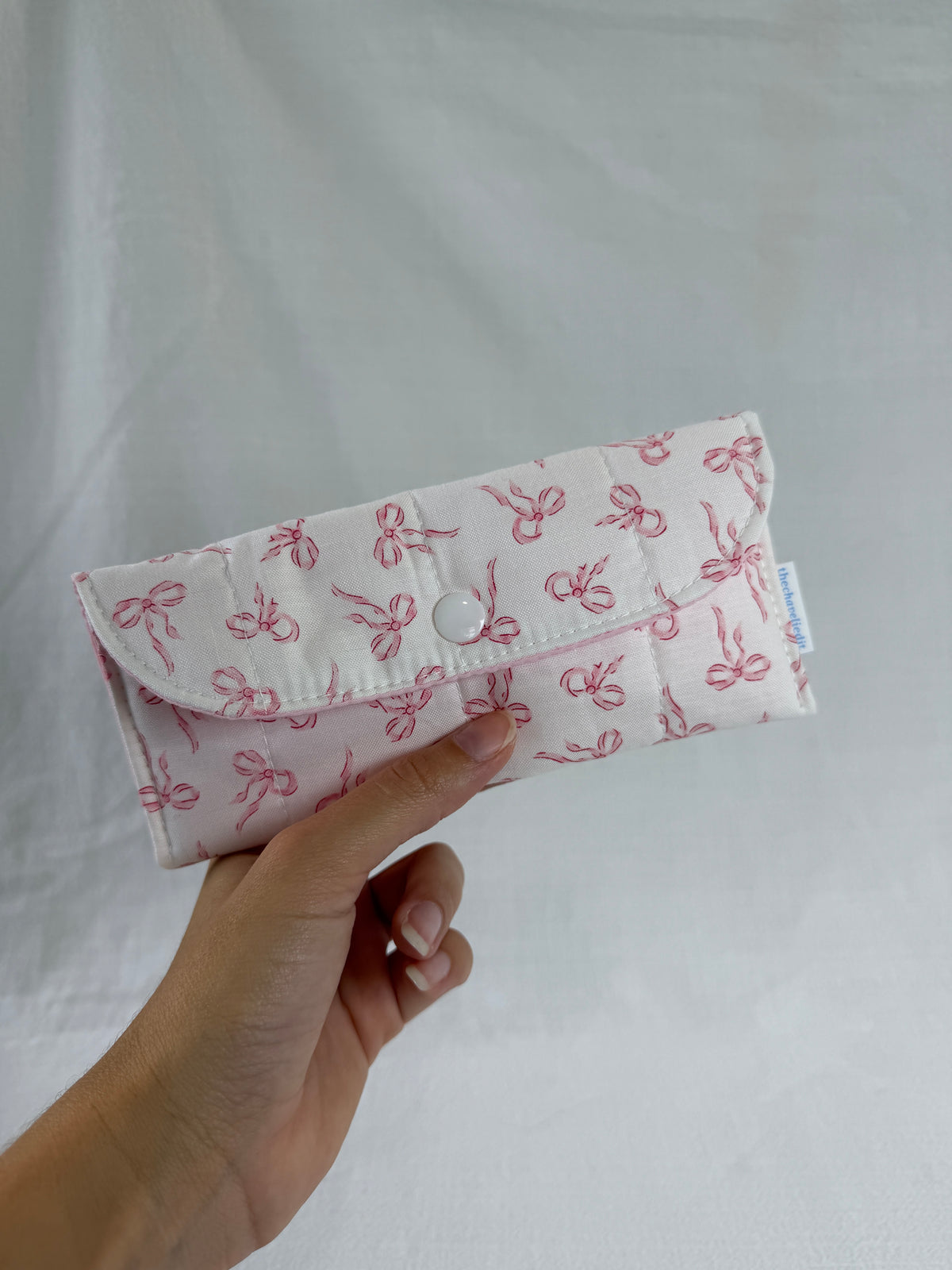White with Pink Bows Glasses Case