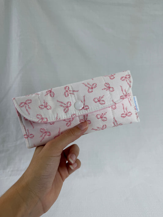 White with Pink Bows Glasses Case