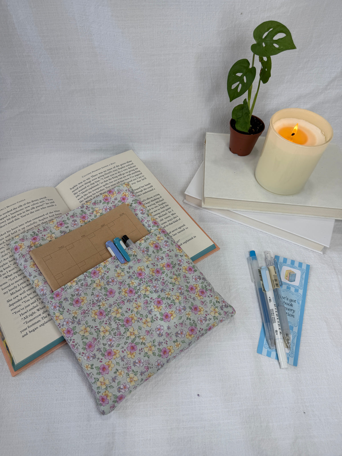 Dusty Pink Flowers Book Sleeve