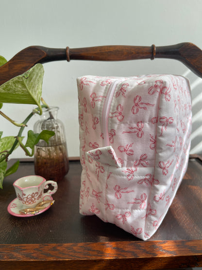 Bows on White Makeup Bag