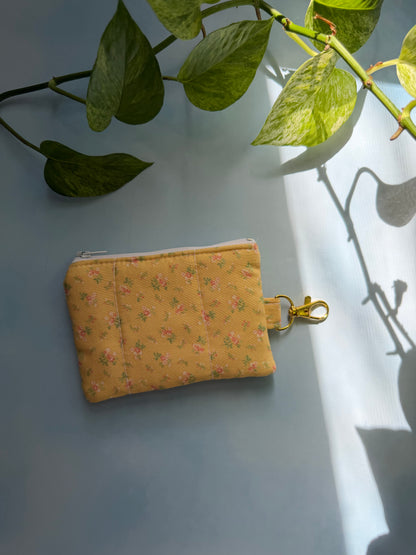 Pink Roses on Yellow Keychain Wallet