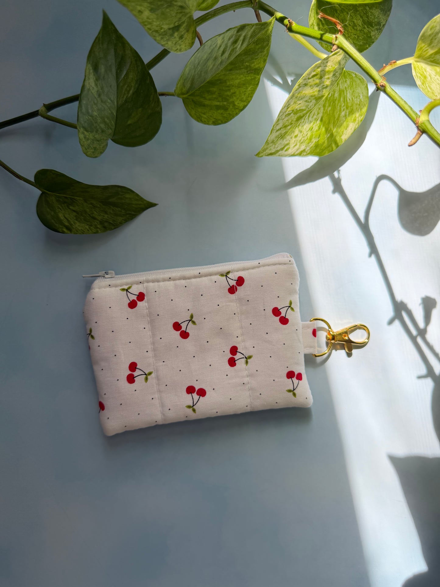 Cherries on White Keychain Wallet