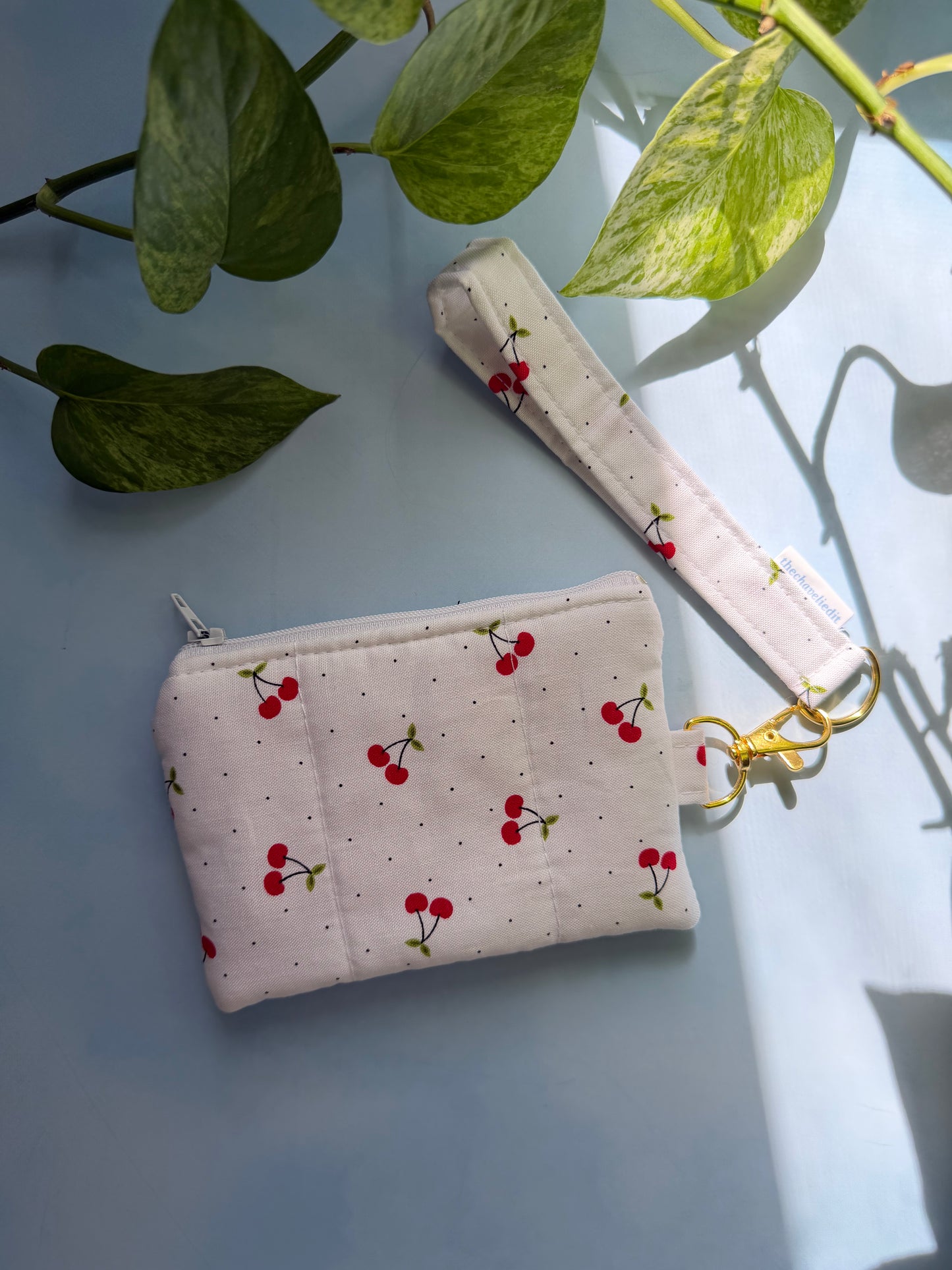 Cherries on White Keychain Wallet