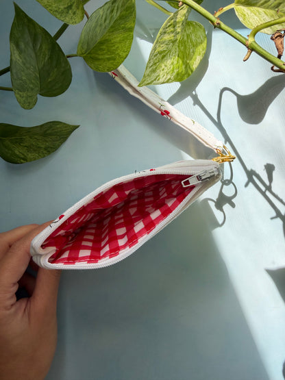 Cherries on White Keychain Wallet
