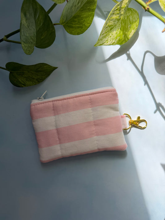 Pink Stripes Keychain Wallet