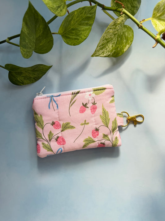 Strawberries and Bows Keychain Wallet