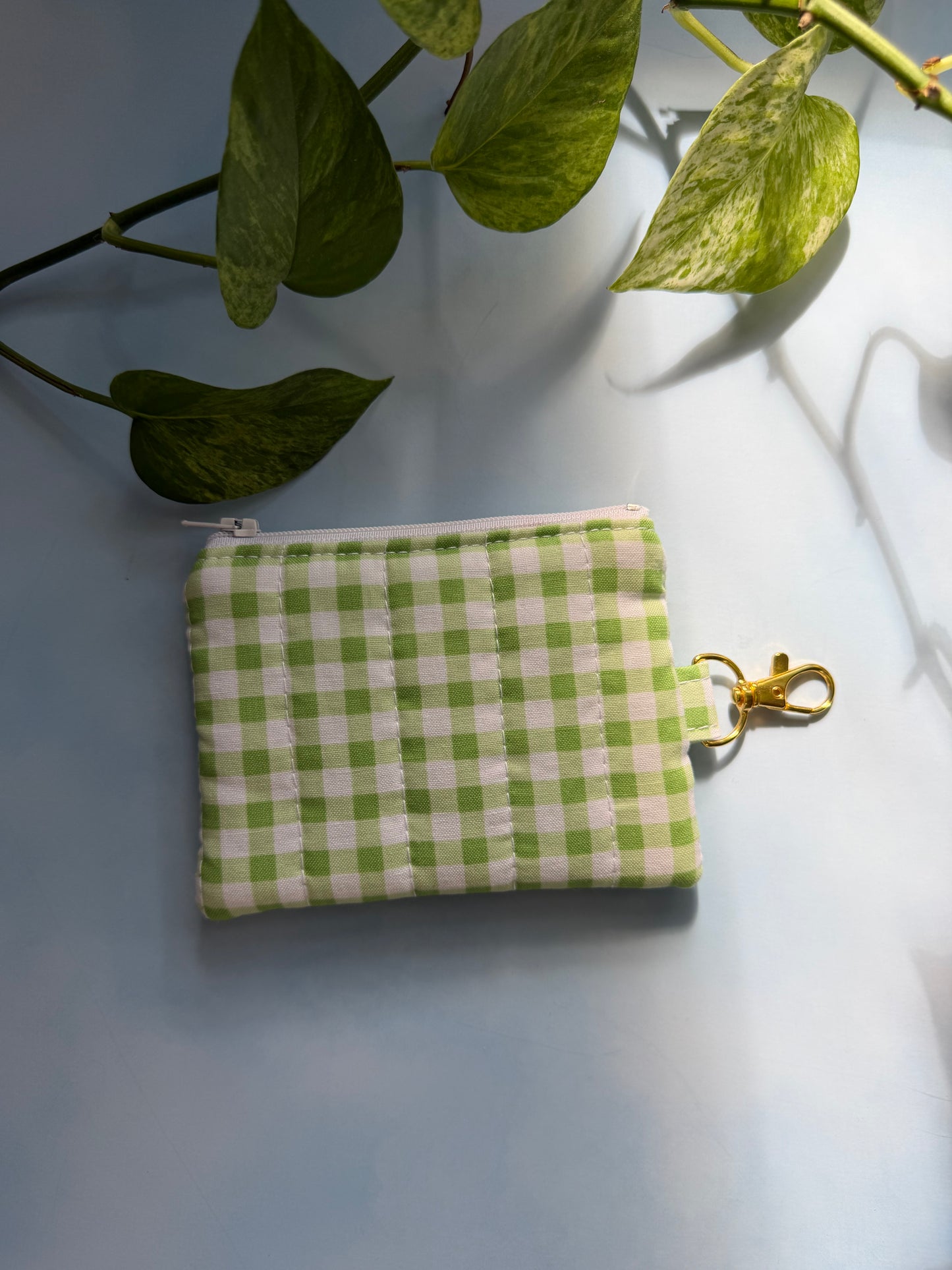 Green Gingham Keychain Wallet