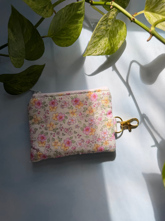 Dusty Pink Flowers Keychain Wallet