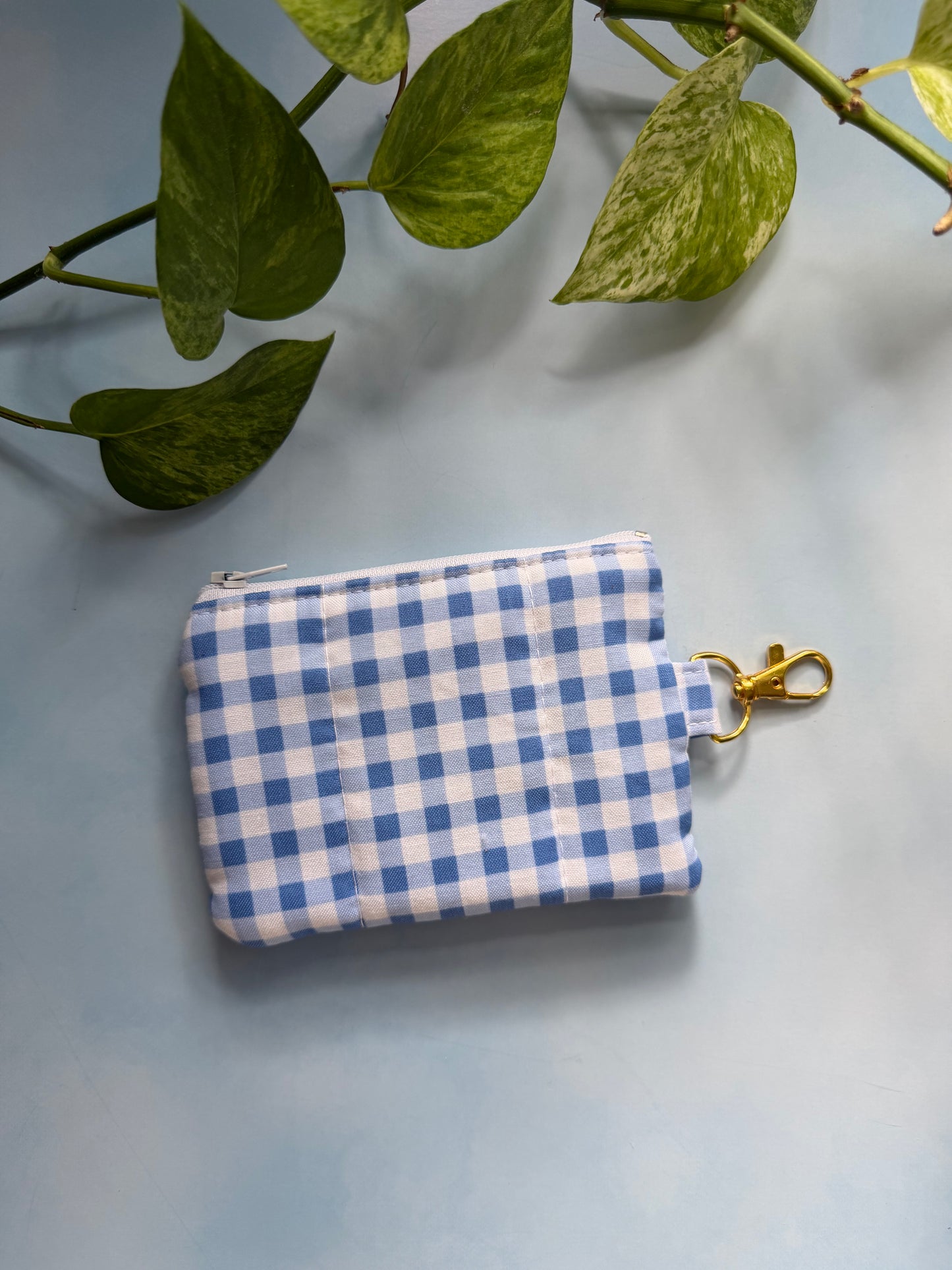 Blue Gingham Keychain Wallet