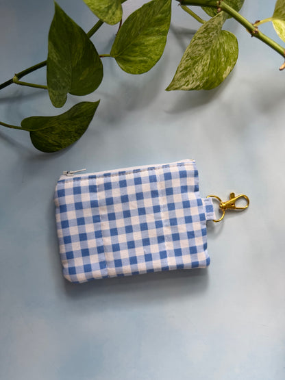 Blue Gingham Keychain Wallet