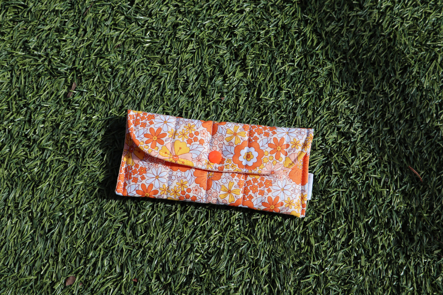 Orange Floral Glasses Case