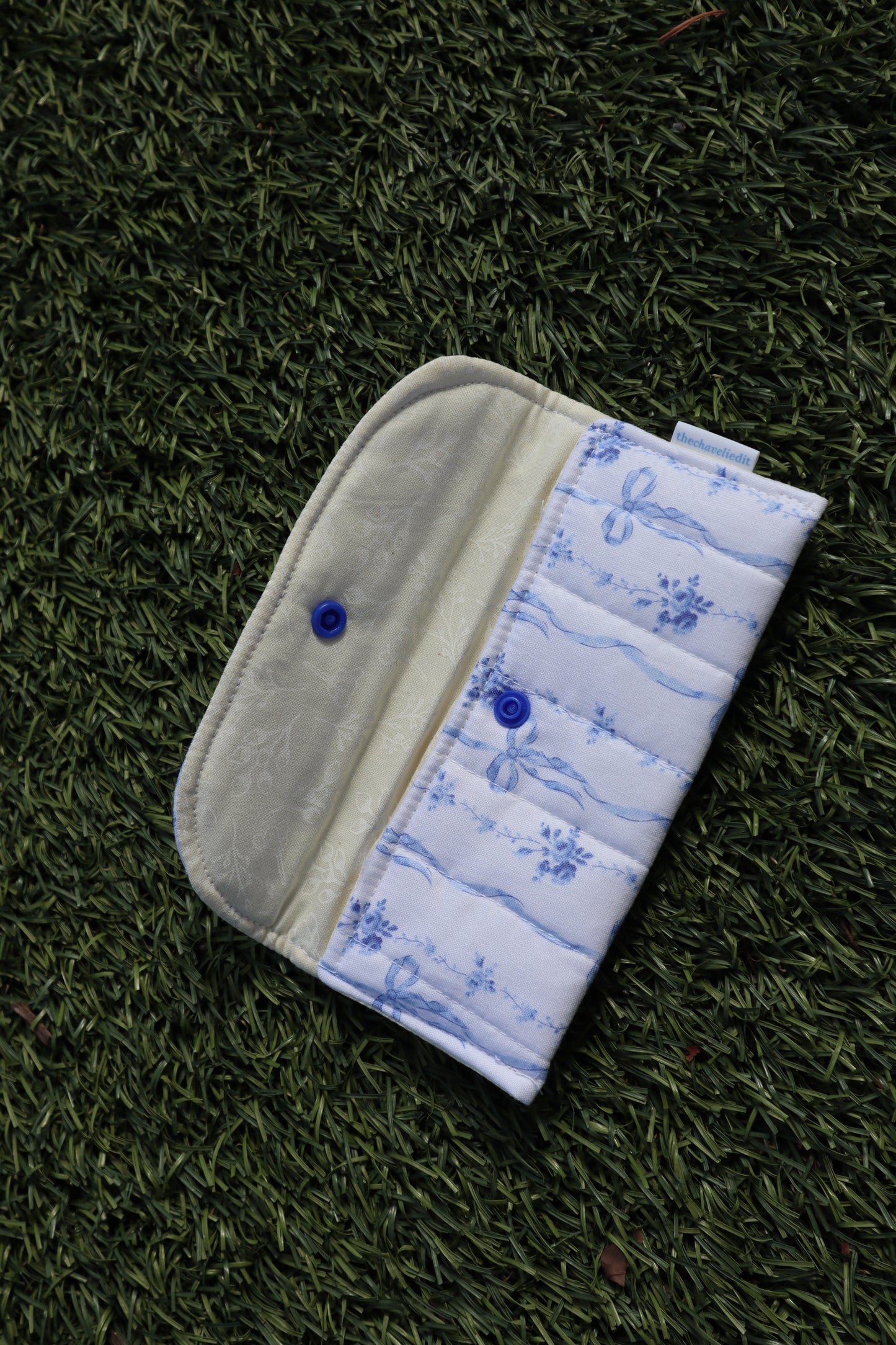 Blue Bow Floral Glasses Case